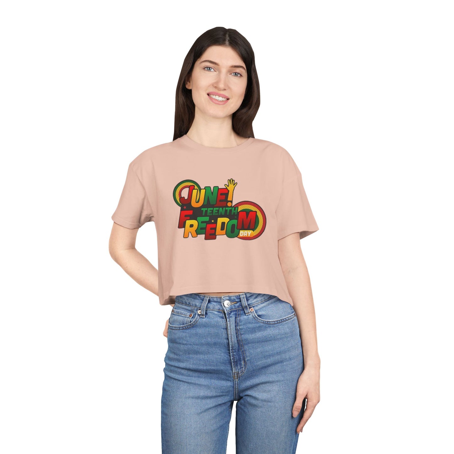 Juneteenth Freedom Women's Crop Tee, Celebratory Shirt, Black History Month Apparel, Festive Summer Wear, Social Justice Top - REGITJ FASHION