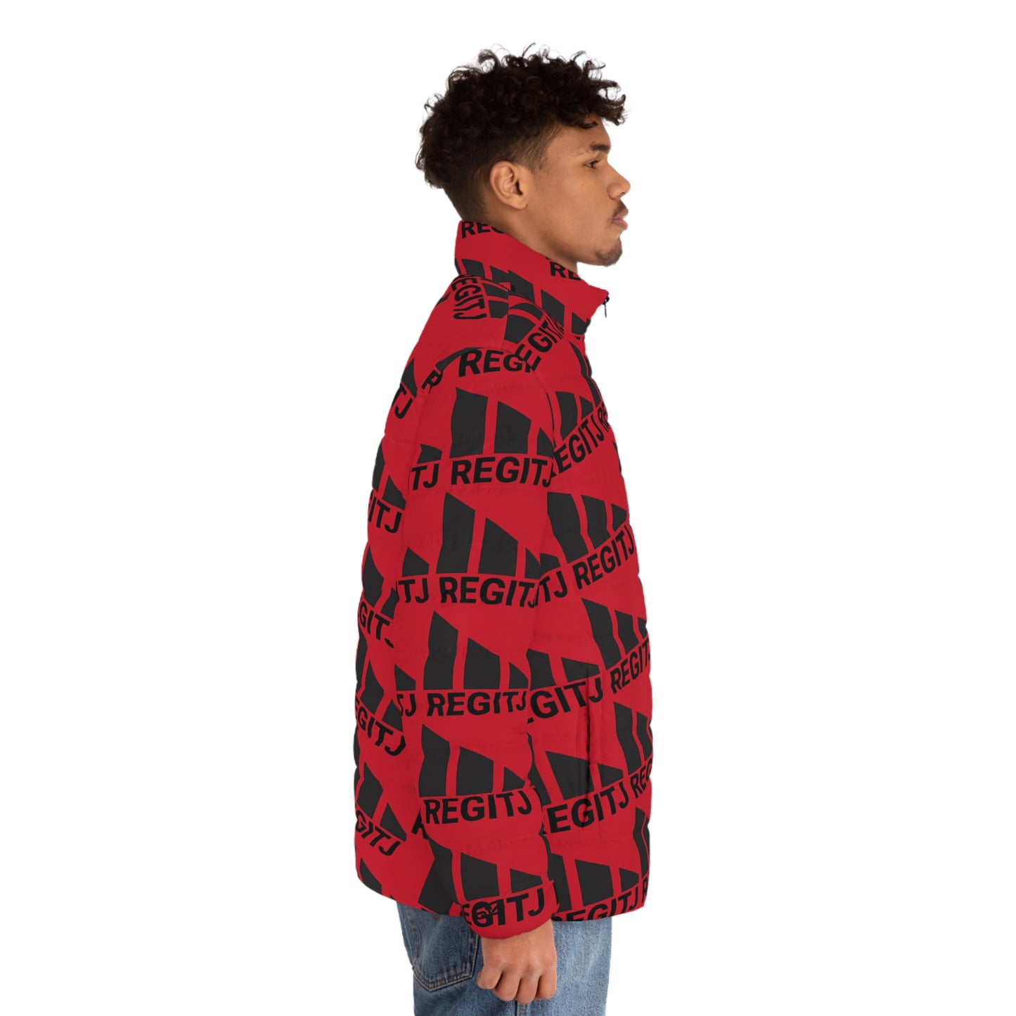 REGITJ Face Boys Men's Puffer Jacket (AOP)