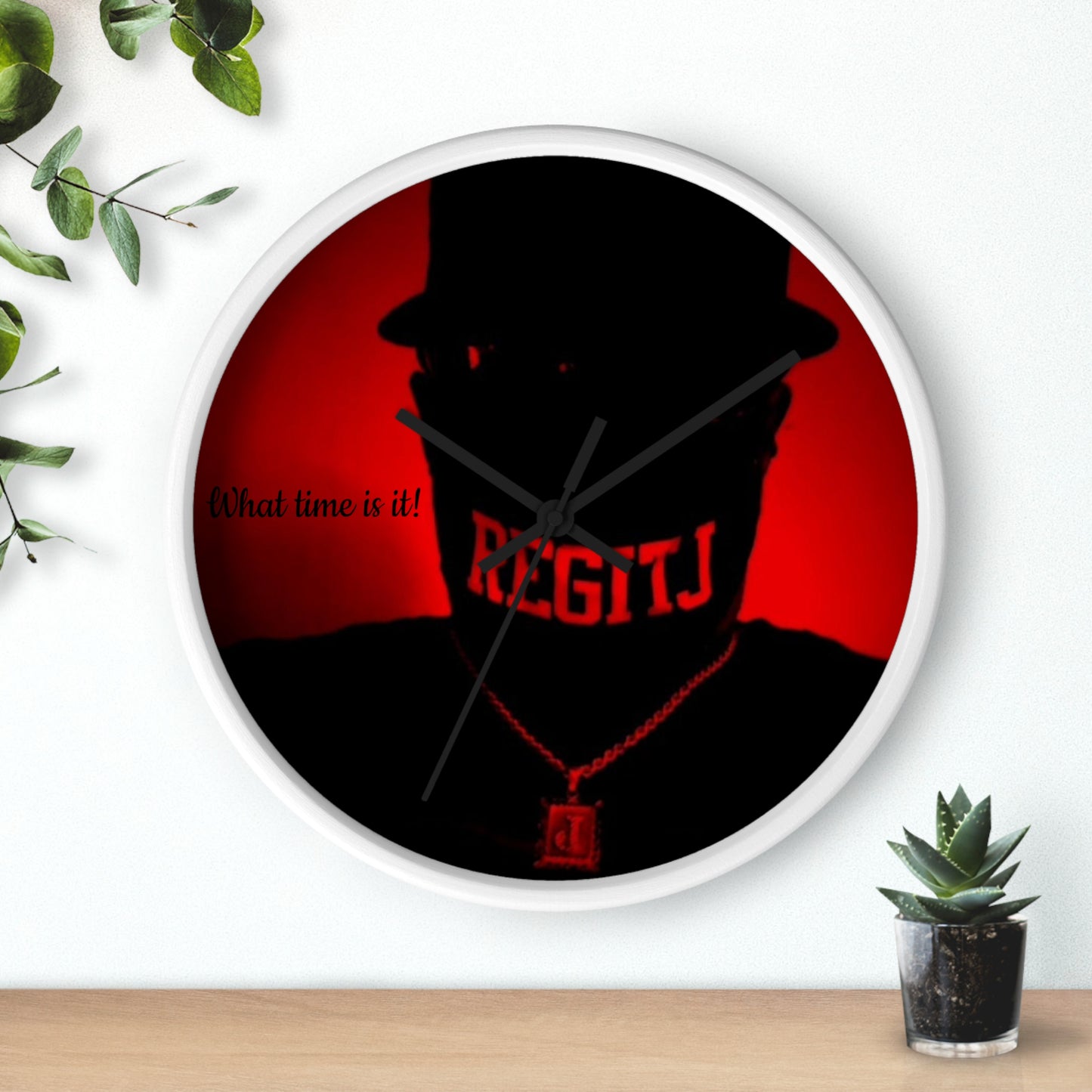 REGITJ Face Boys Wall Clock White Black 10"