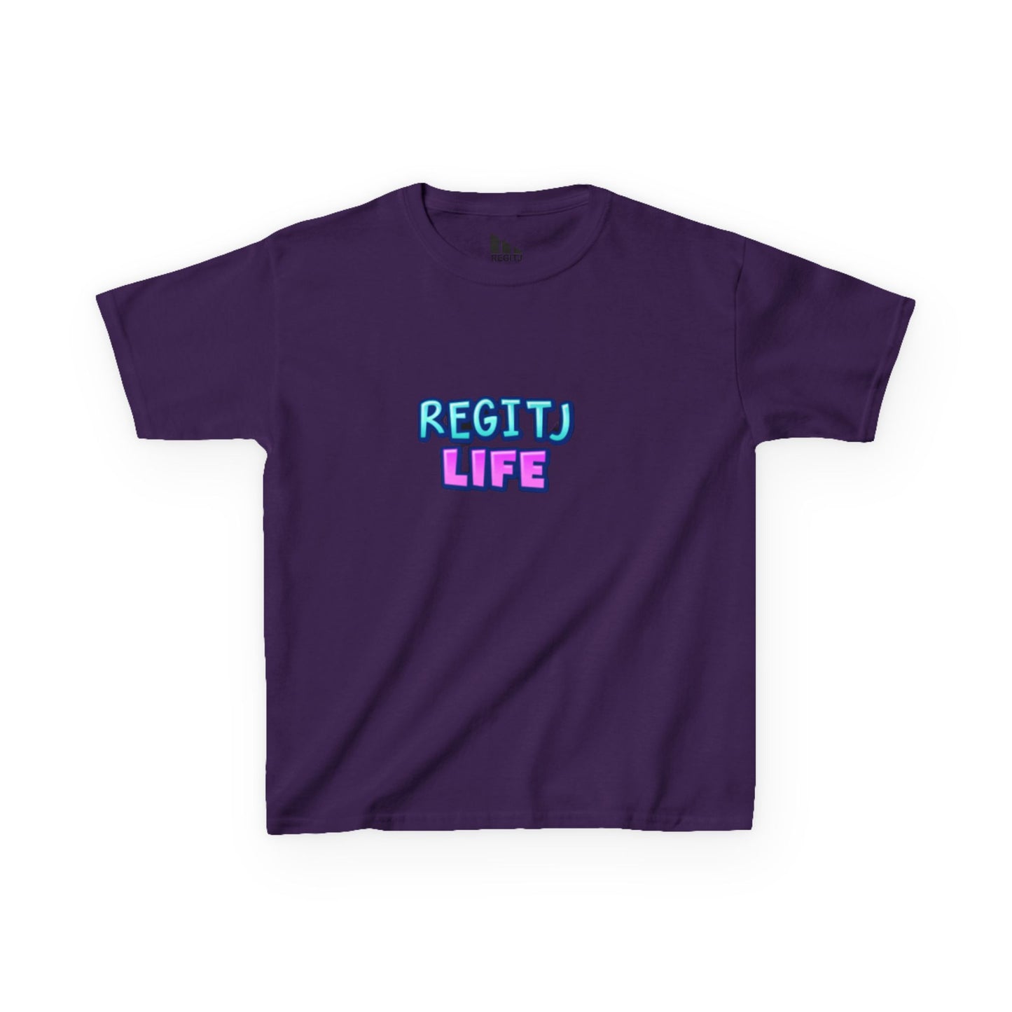 Kids Graphic Tee - Fun REGITJ LIFE Shirt, Casual Kids Wear, Birthday Gift, Unique Summer Apparel, Playdate Outfit Purple