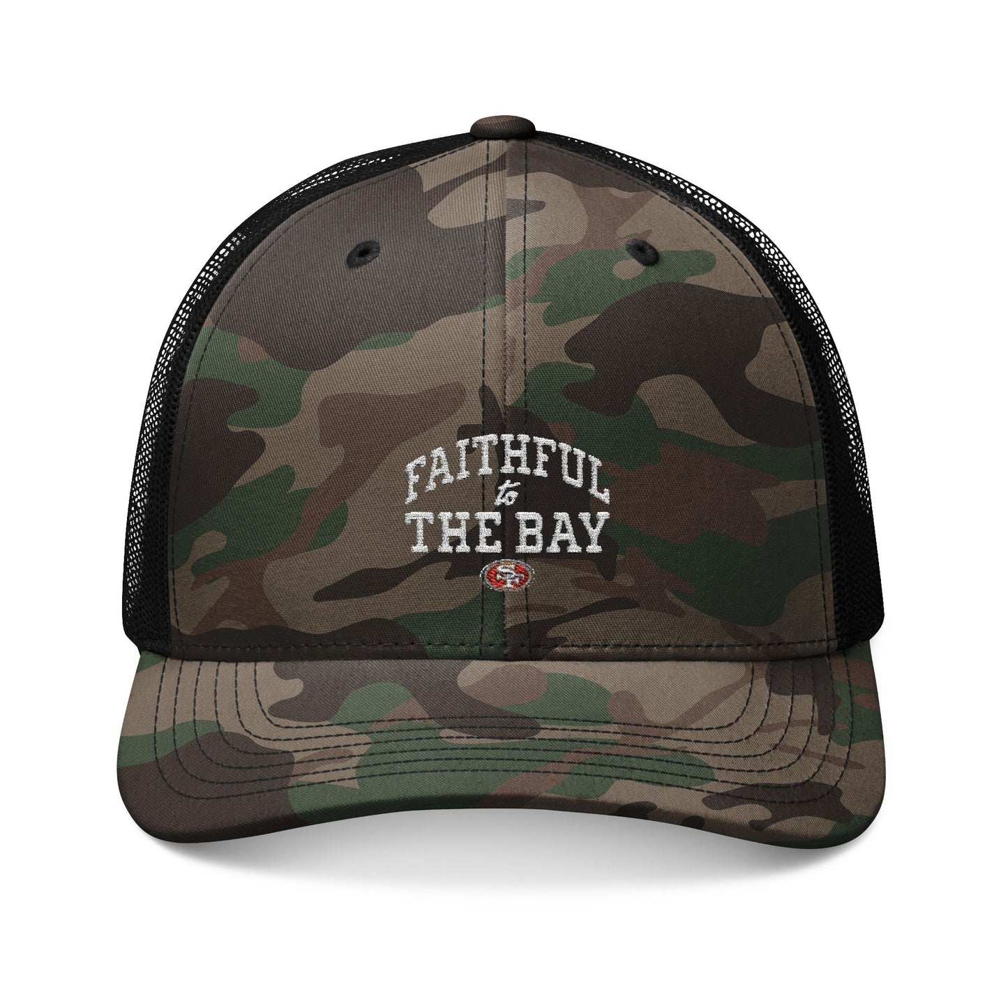 Faithful to the Bay Camouflage Trucker Hat, Outdoor Cap, Gift for Him, Hunting Accessory, Fishing Gear, Casual Wear - REGITJ FASHION