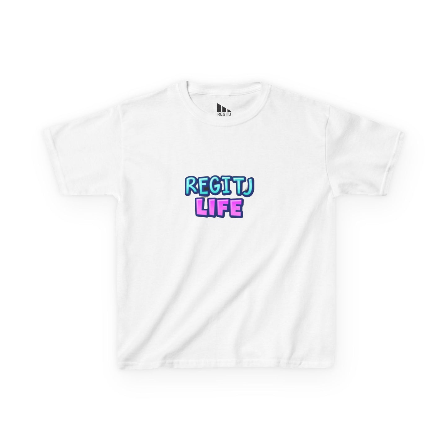 Kids Graphic Tee - Fun REGITJ LIFE Shirt, Casual Kids Wear, Birthday Gift, Unique Summer Apparel, Playdate Outfit White