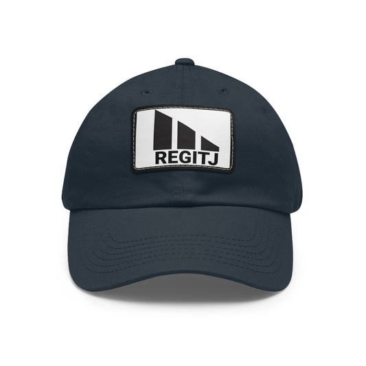Dad Hat with Leather Patch (Rectangle) Navy Black patch Rectangle One size