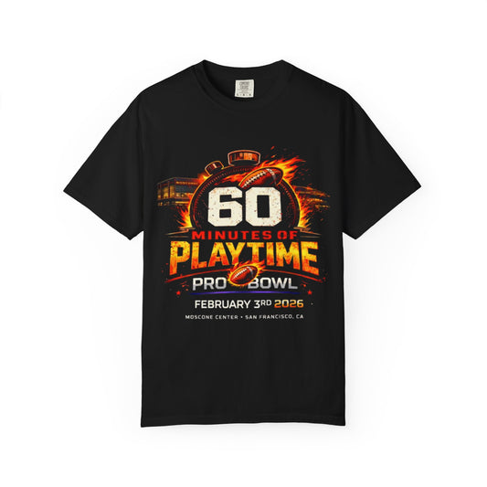 60 Minutes of Playtime Pro Bowl Graphic T-Shirt — February 3 Football Fan Tee