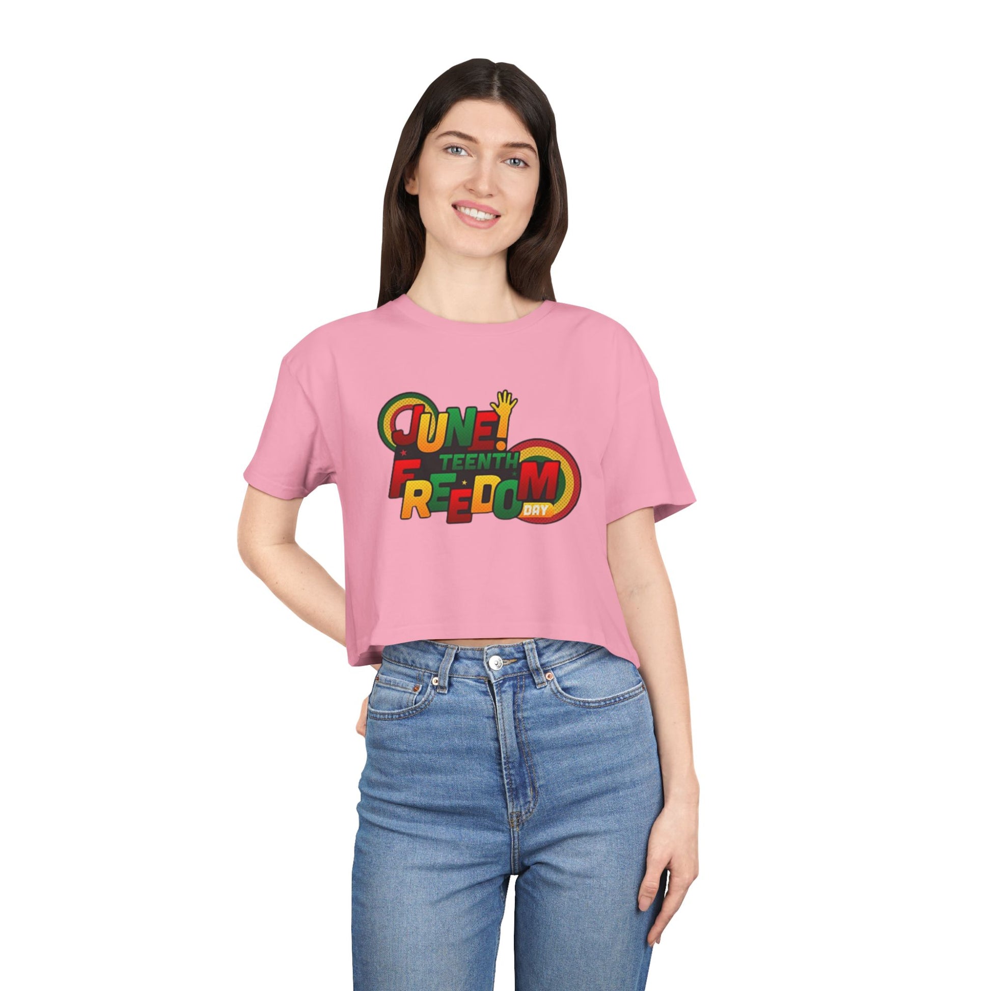 Juneteenth Freedom Women's Crop Tee, Celebratory Shirt, Black History Month Apparel, Festive Summer Wear, Social Justice Top - REGITJ FASHION 