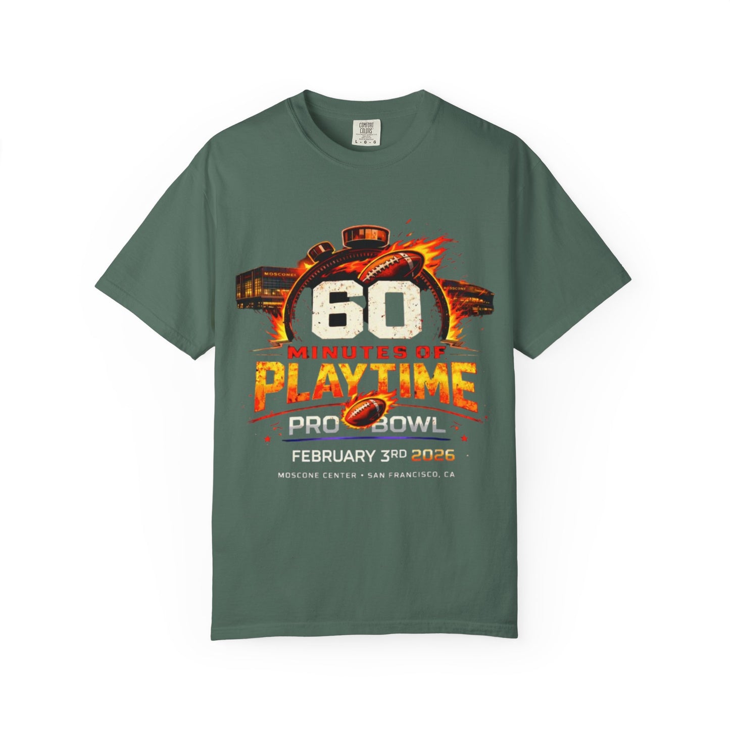 60 Minutes of Playtime Pro Bowl Graphic T-Shirt — February 3 Football Fan Tee