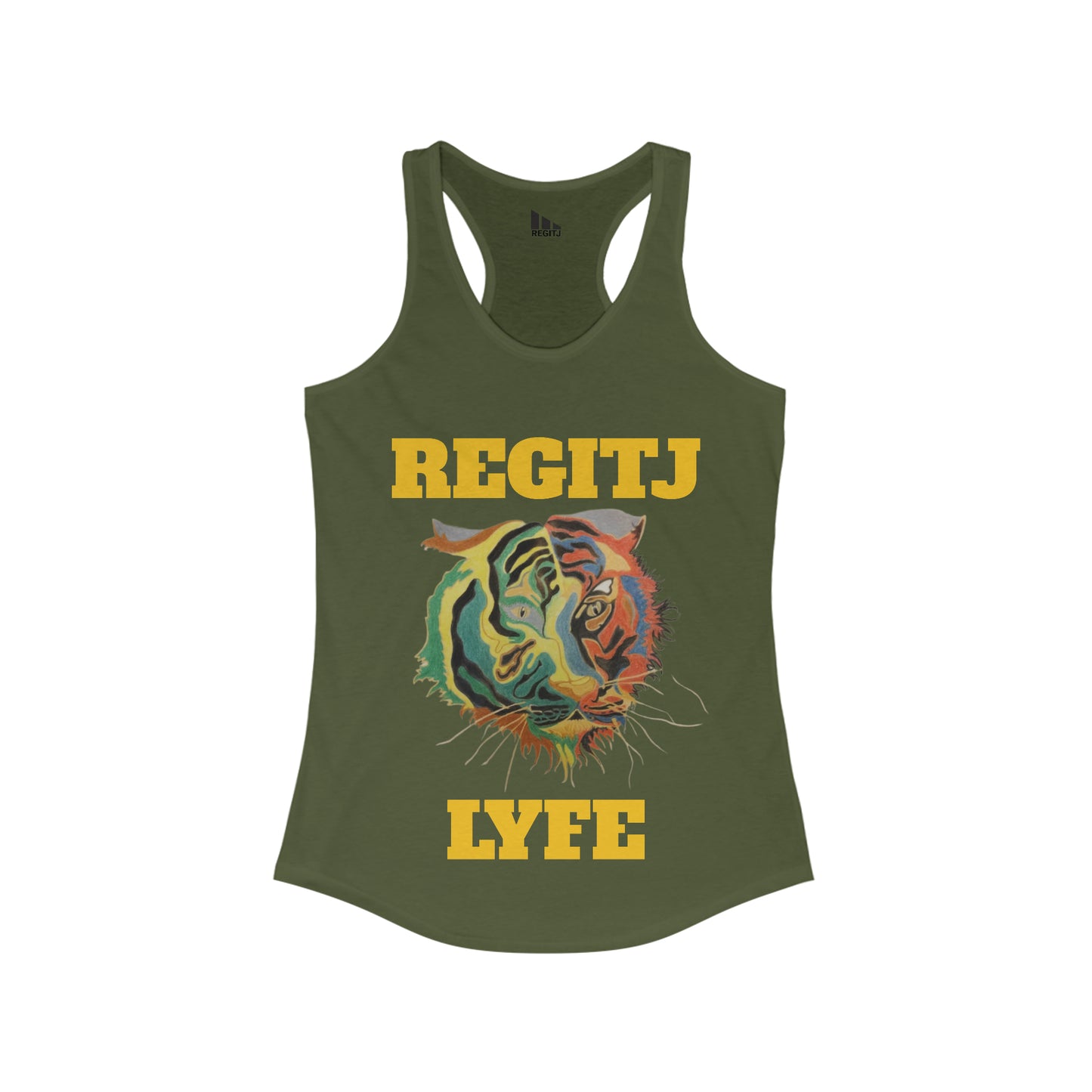 REGITJ Women's Ideal Racerback Tank Solid Military Green