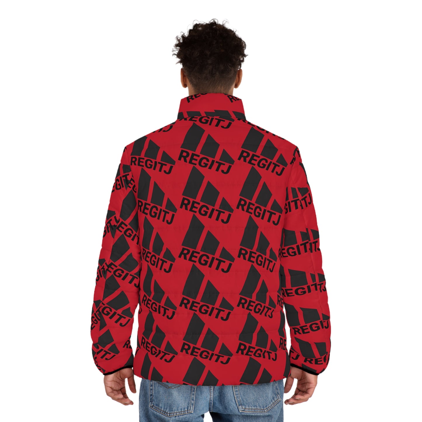 REGITJ Face Boys Men's Puffer Jacket (AOP)