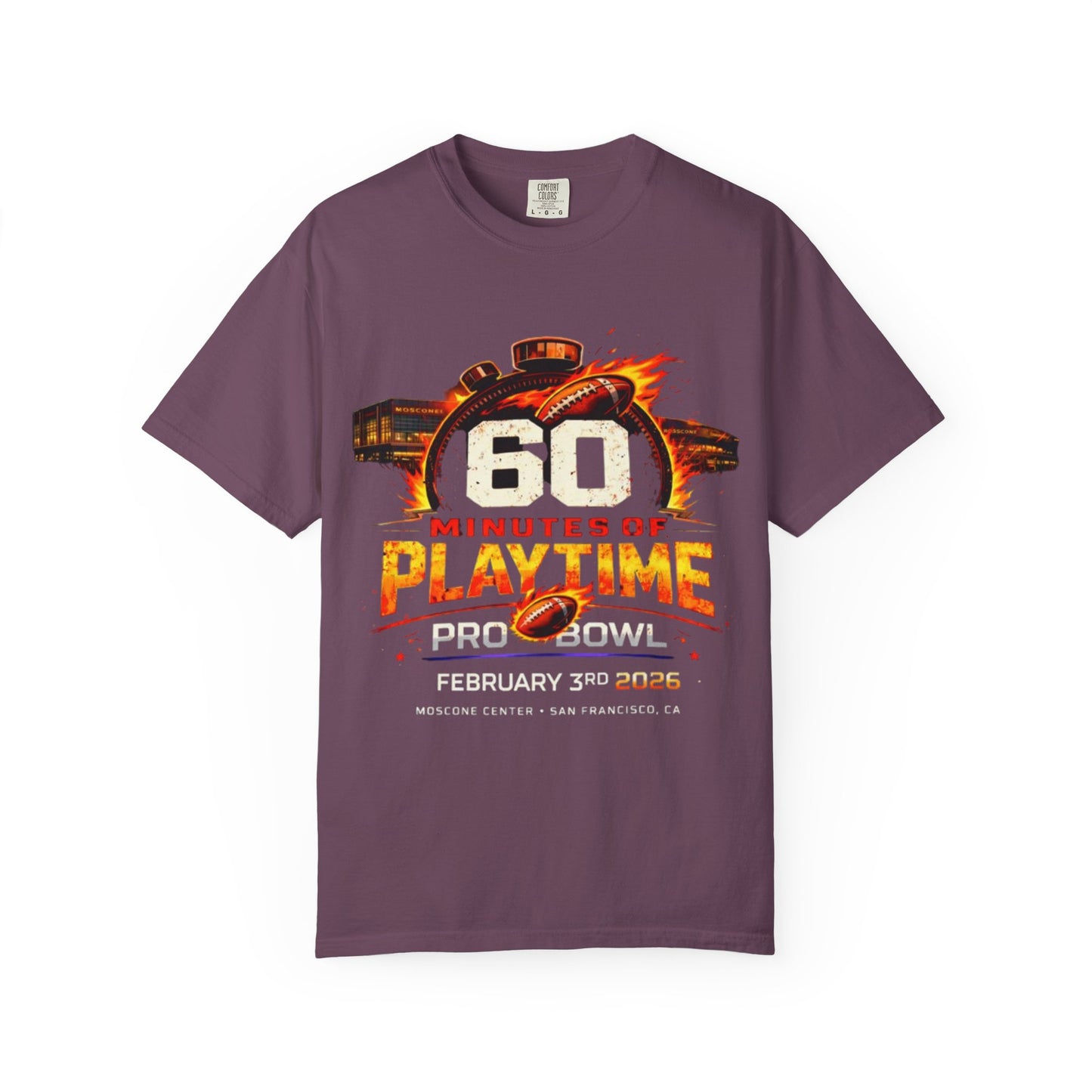 60 Minutes of Playtime Pro Bowl Graphic T-Shirt — February 3 Football Fan Tee