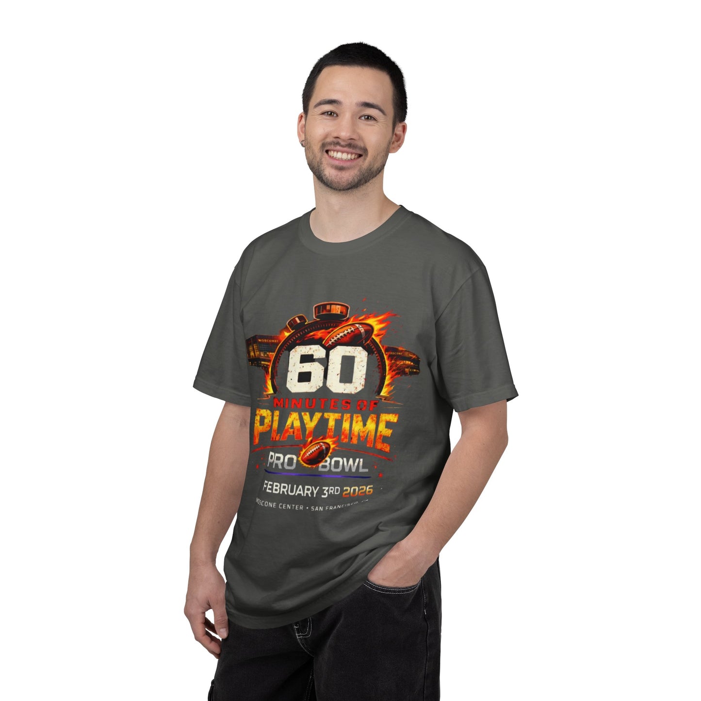 60 Minutes of Playtime Pro Bowl Graphic T-Shirt — February 3 Football Fan Tee