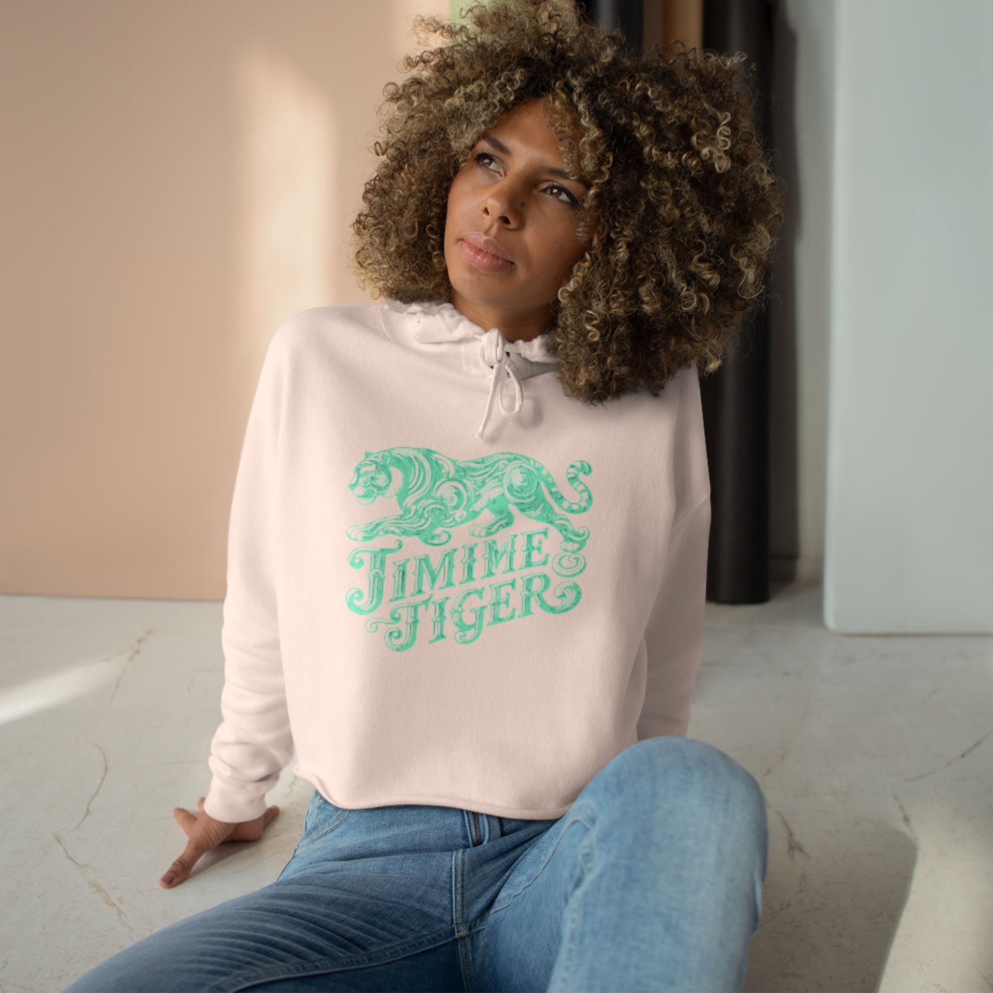 Mint Tiger Crop Hoodie - Trendy Streetwear, Perfect Gift, Casual Outfit, Unique Design, Summer Fashion - REGITJ FASHION 