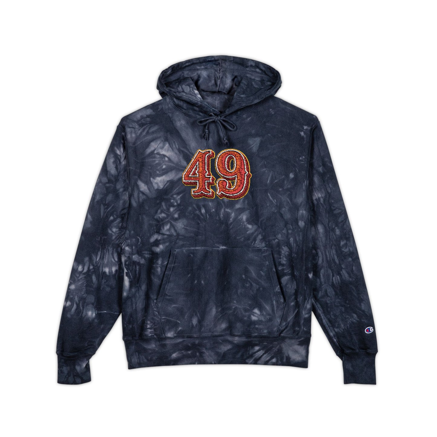Tie-Dye Embroidered Hoodie — '49' Champion-Style Pullover - REGITJ FASHION 
