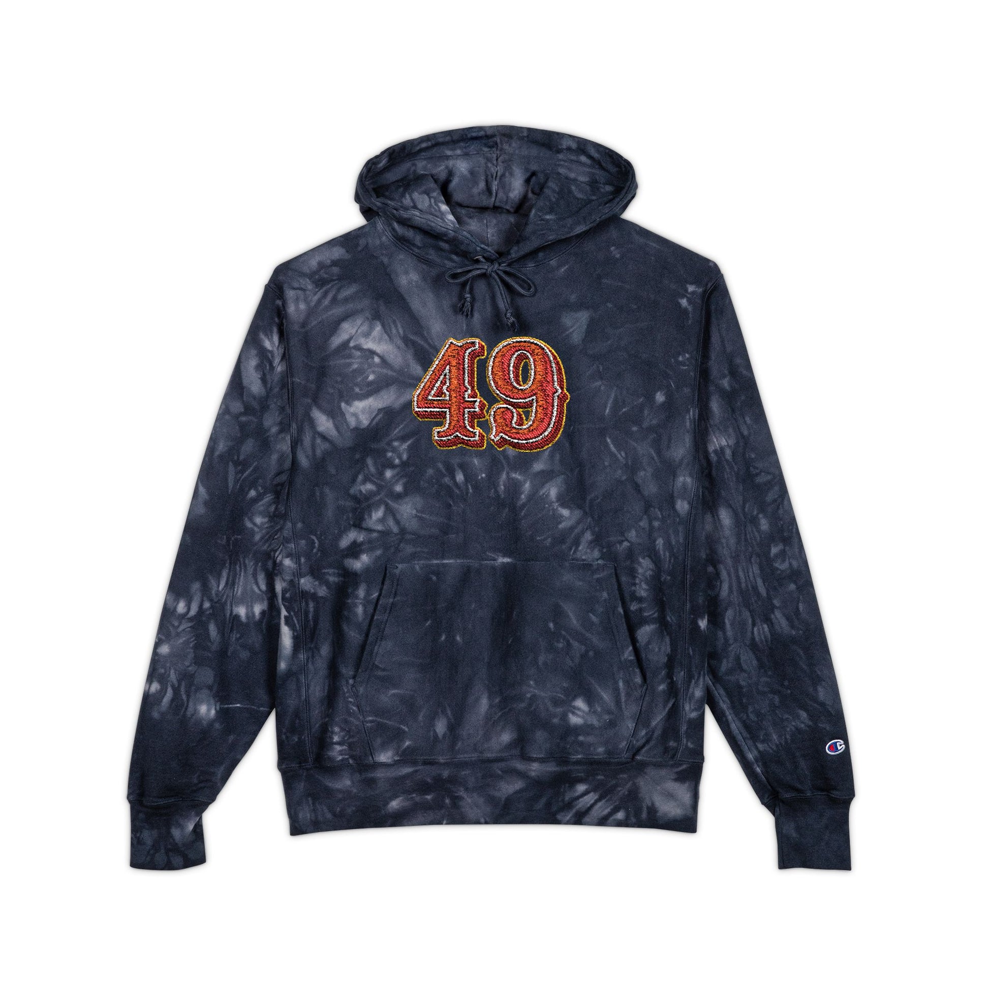 Tie-Dye Embroidered Hoodie — '49' Champion-Style Pullover - REGITJ FASHION 