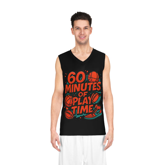 Playful Basketball Jersey – 60 Minutes of Play, Sports Apparel, Gift for Sports Lovers, Custom Jersey, Activewear, Basketball Gifts