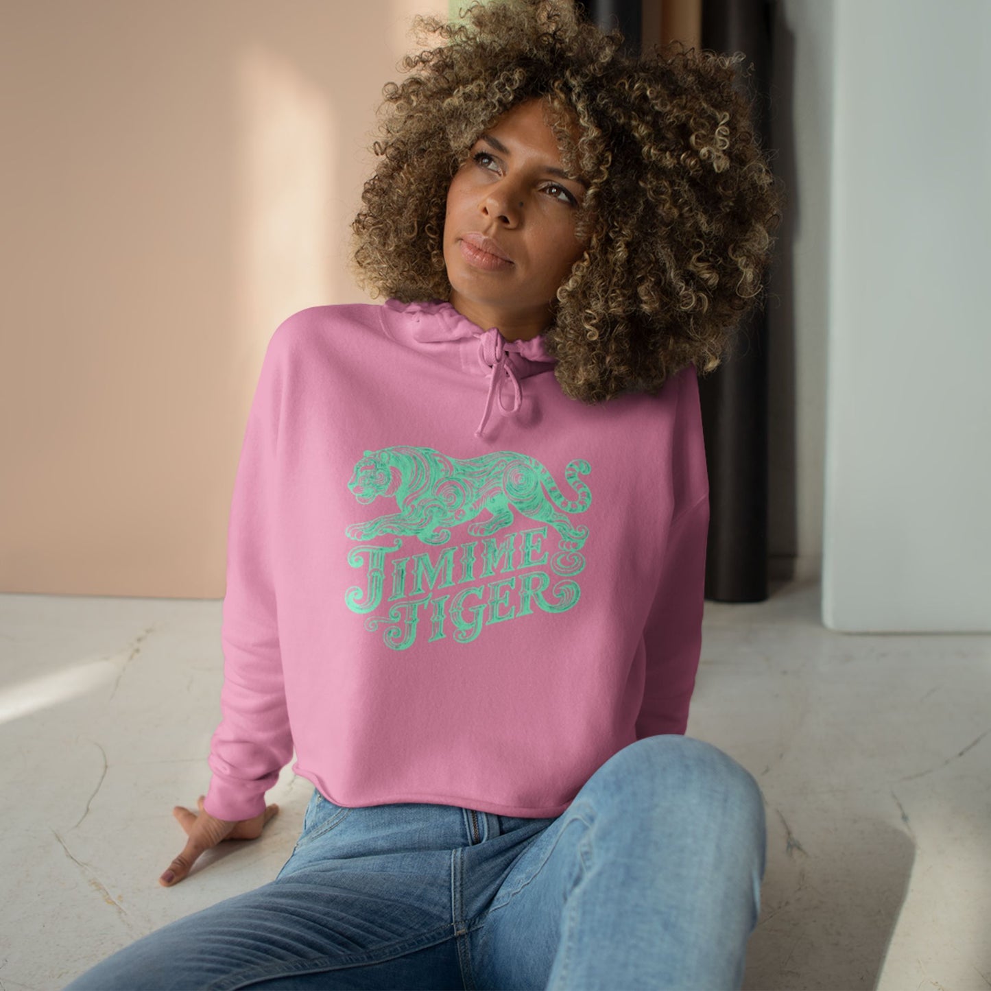 Mint Tiger Crop Hoodie - Trendy Streetwear, Perfect Gift, Casual Outfit, Unique Design, Summer Fashion - REGITJ FASHION 