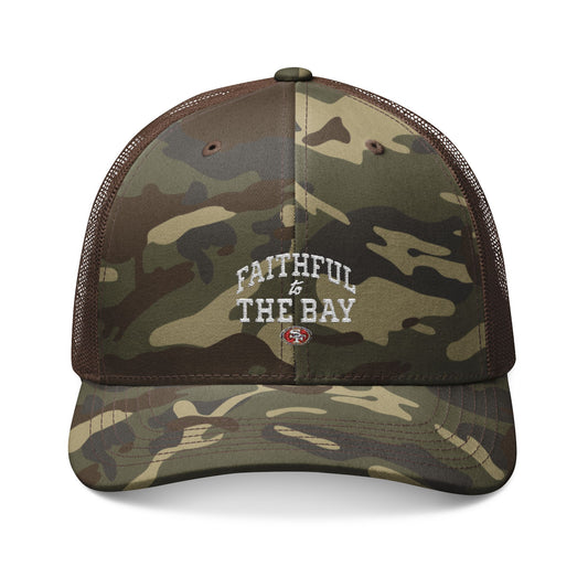 Faithful to the Bay Camouflage Trucker Hat, Outdoor Cap, Gift for Him, Hunting Accessory, Fishing Gear, Casual Wear - REGITJ FASHION 