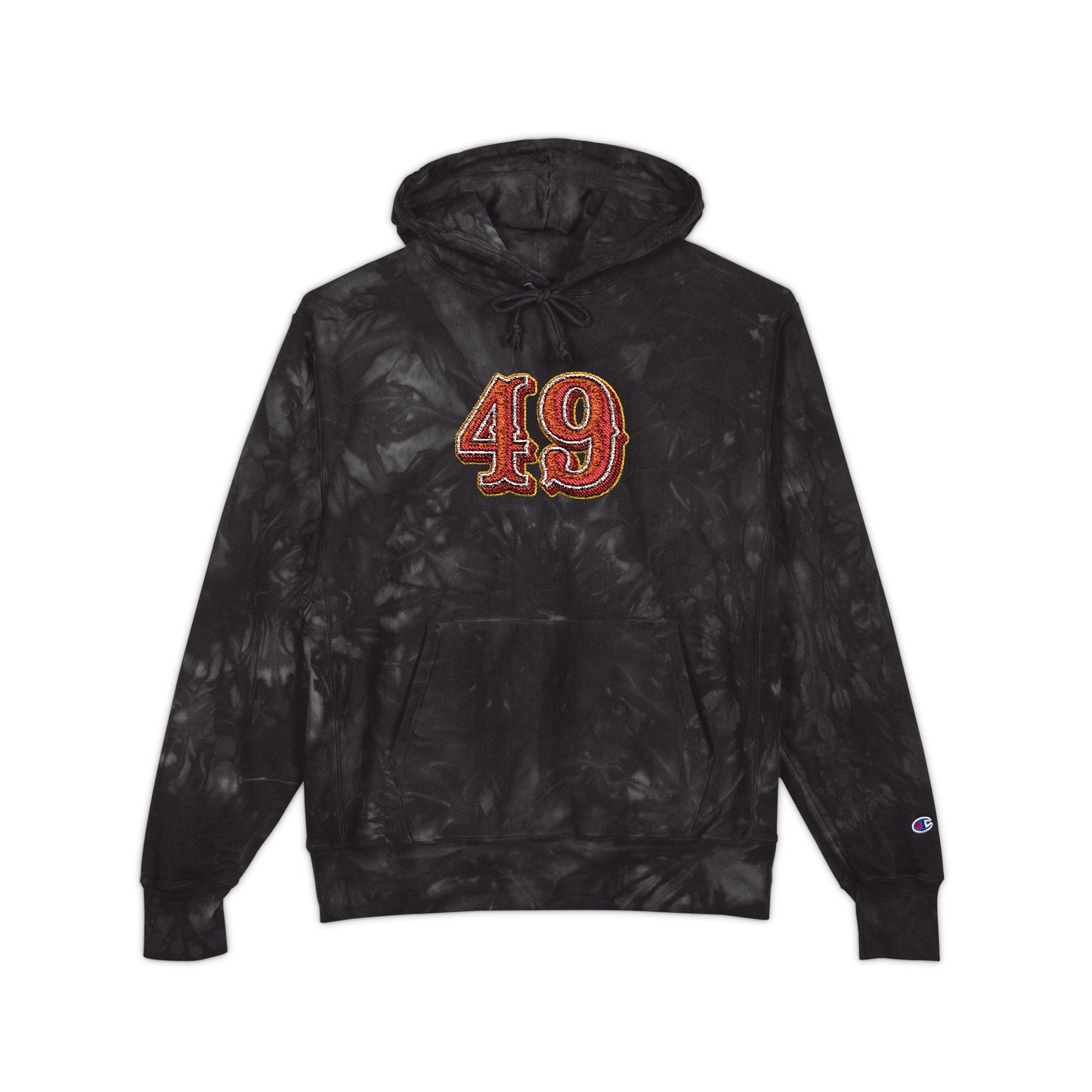 Tie-Dye Embroidered Hoodie — '49' Champion-Style Pullover - REGITJ FASHION 