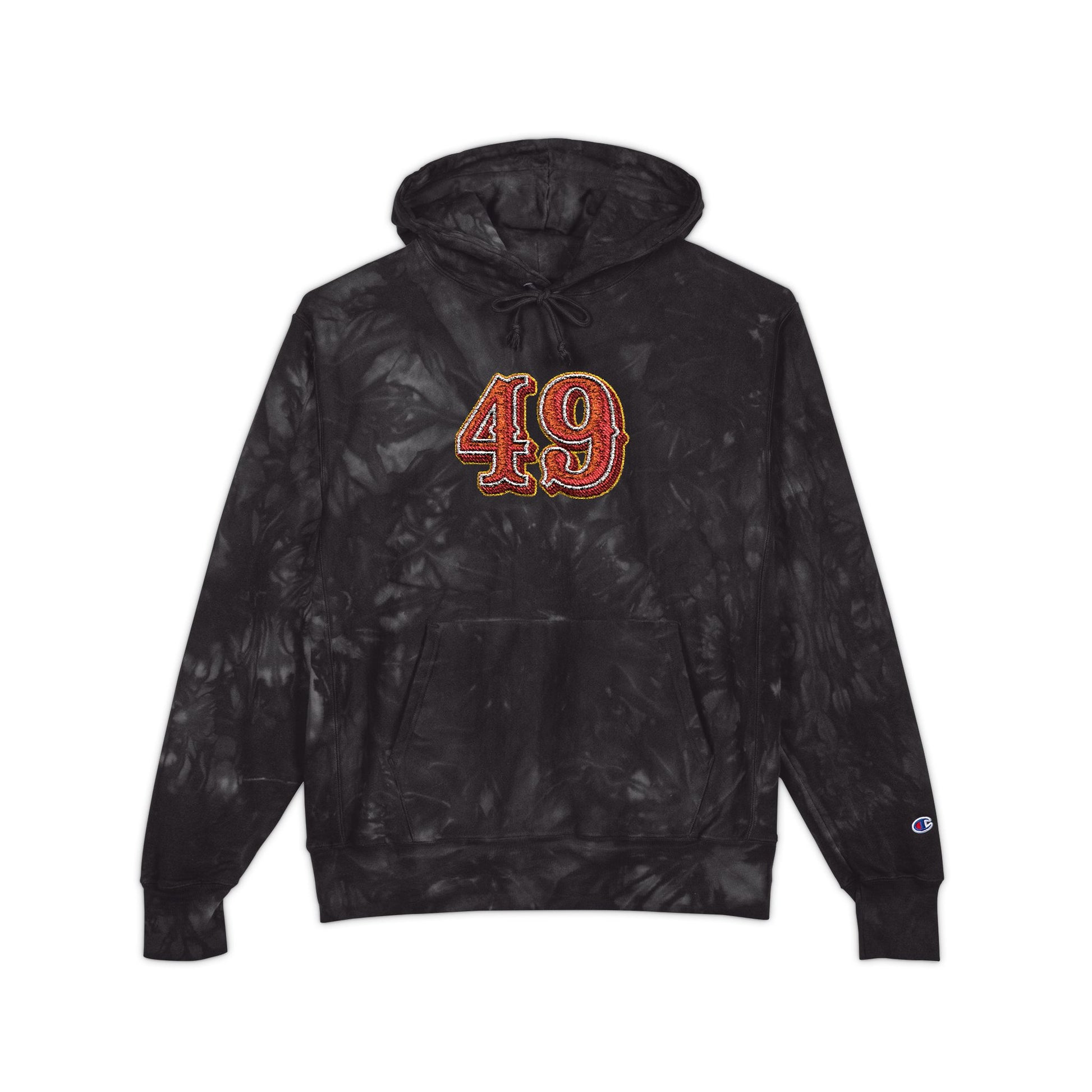 Tie-Dye Embroidered Hoodie — '49' Champion-Style Pullover - REGITJ FASHION 
