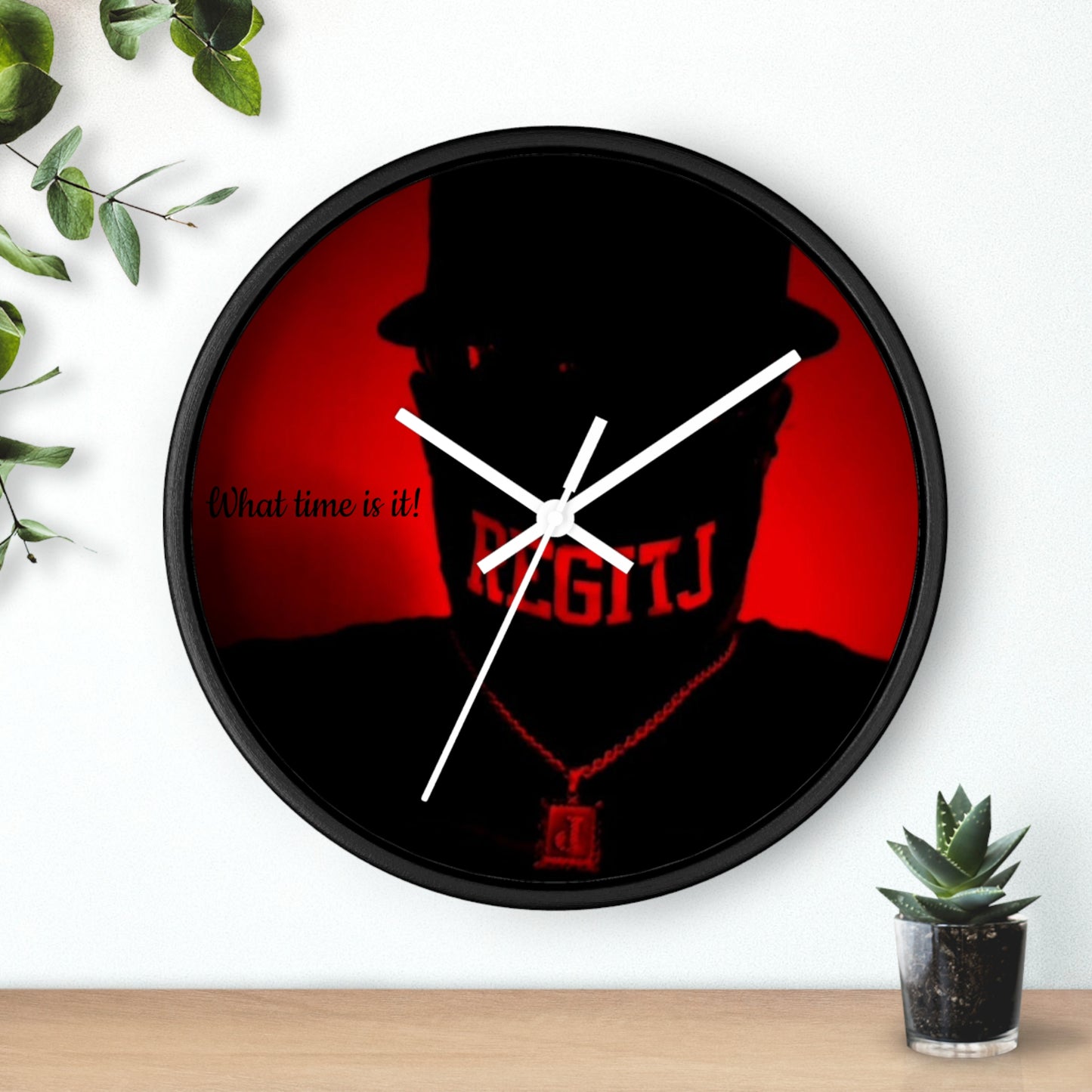 REGITJ Face Boys Wall Clock Black White 10"