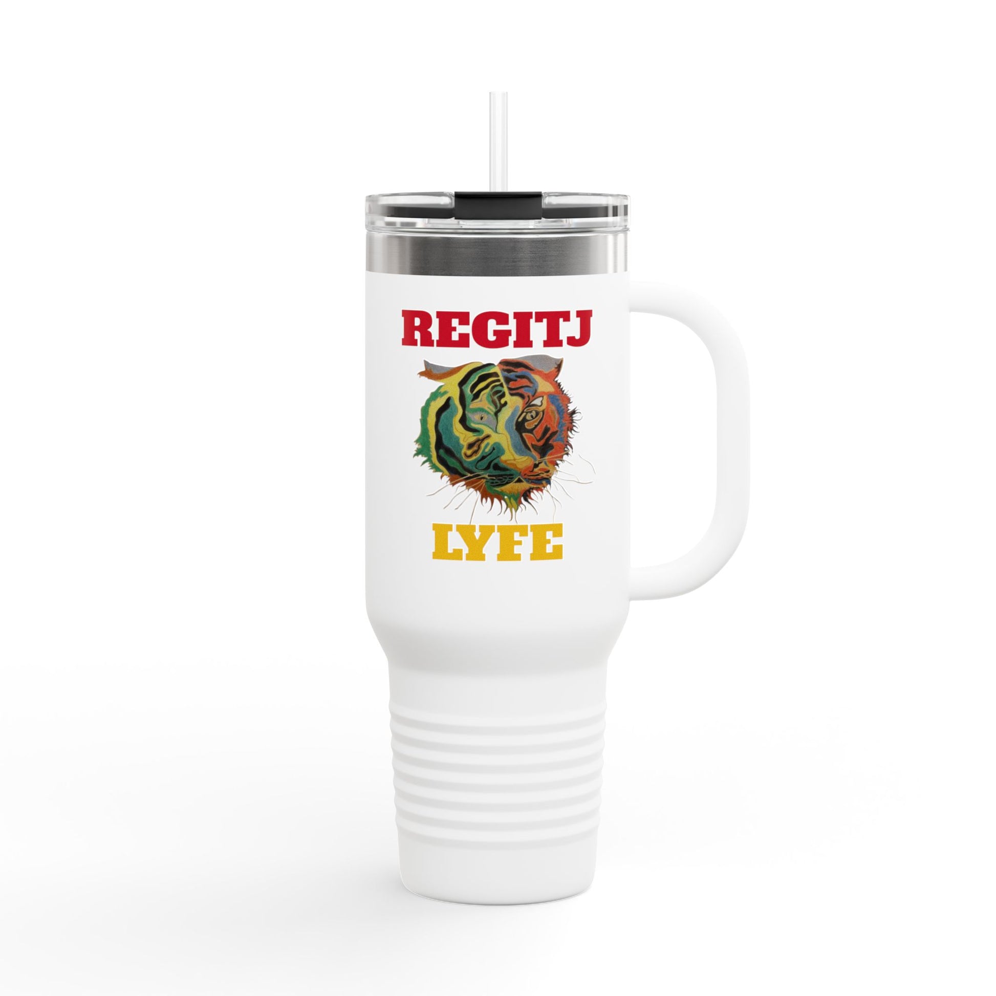 Insulated Travel Mug - Regitj Lyfe, 40oz | Perfect for Adventures & Relaxation 40oz White