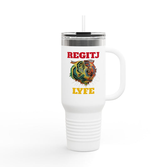 Insulated Travel Mug - Regitj Lyfe, 40oz | Perfect for Adventures & Relaxation 40oz White