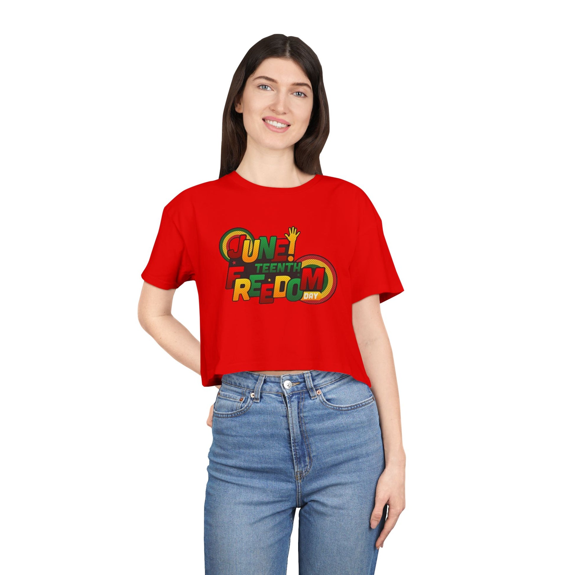 Juneteenth Freedom Women's Crop Tee, Celebratory Shirt, Black History Month Apparel, Festive Summer Wear, Social Justice Top - REGITJ FASHION 