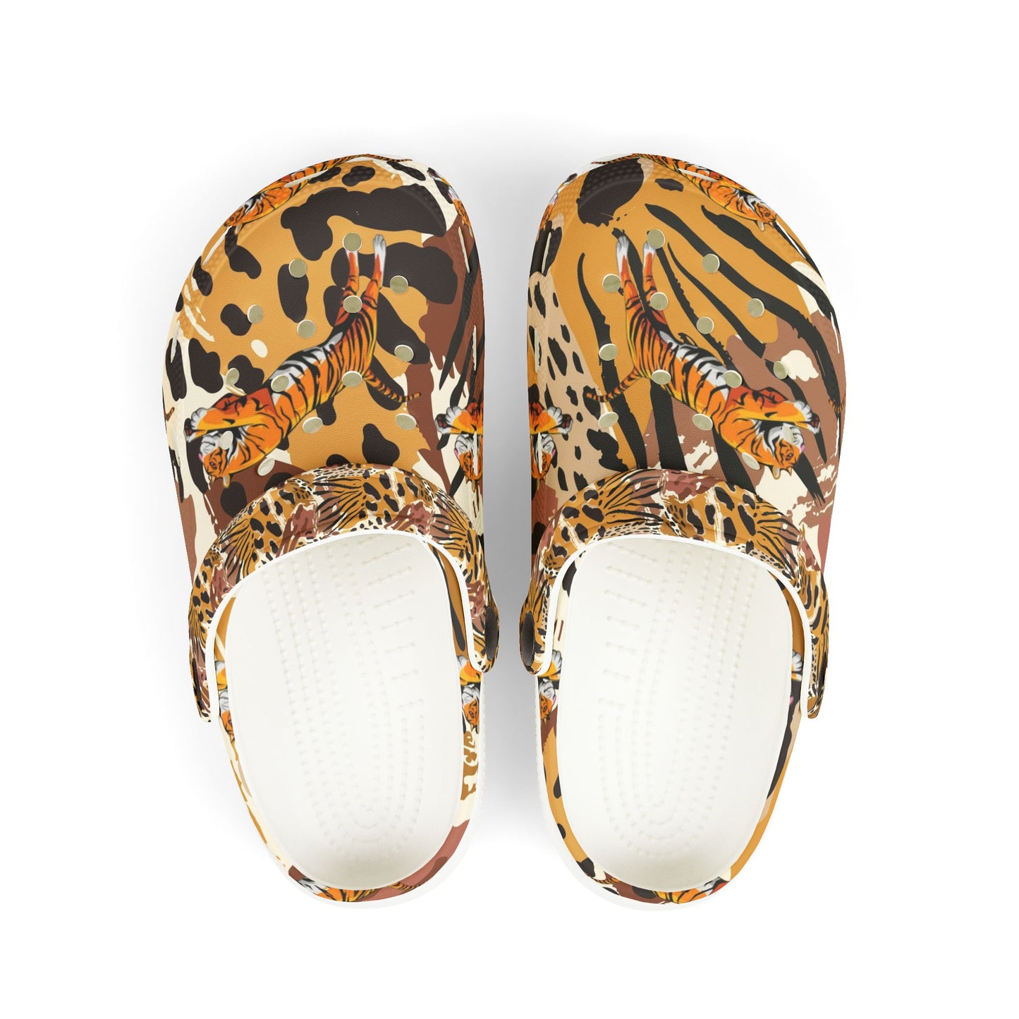 Wild Safari Kid's Clogs, Fun EVA Foam Shoes for Kids, Animal Print Summer Footwear, Comfortable Outdoor Sandals, Great for Playtime White