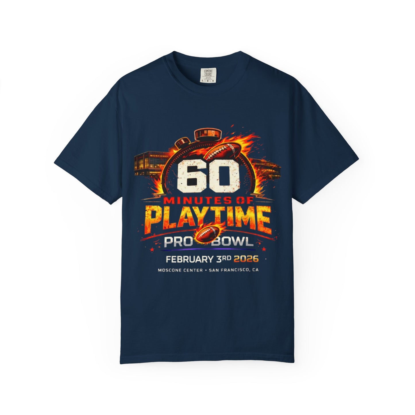 60 Minutes of Playtime Pro Bowl Graphic T-Shirt — February 3 Football Fan Tee
