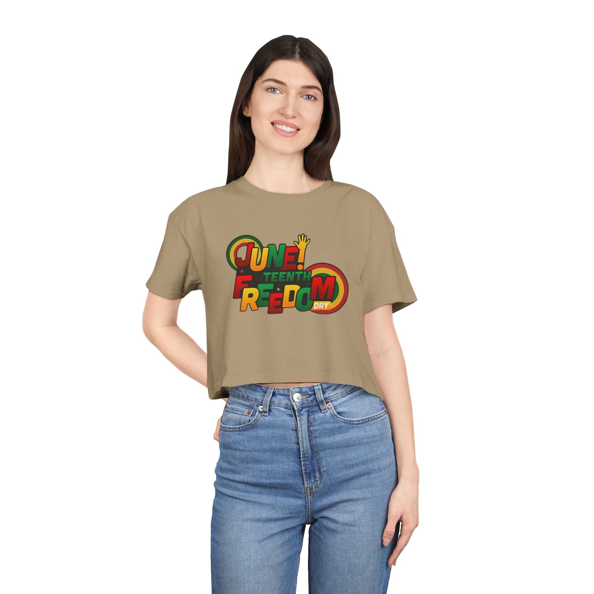 Juneteenth Freedom Women's Crop Tee, Celebratory Shirt, Black History Month Apparel, Festive Summer Wear, Social Justice Top - REGITJ FASHION 