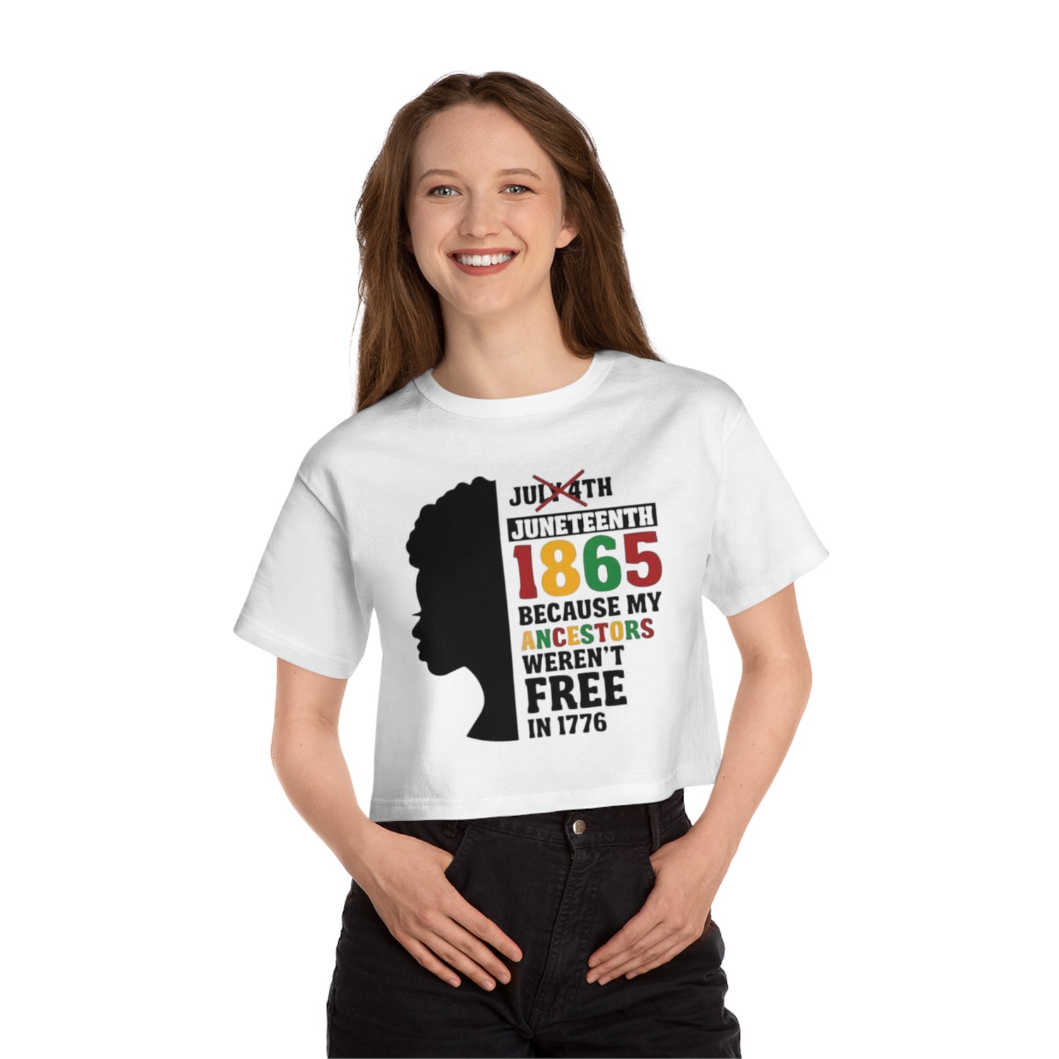 Juneteenth Heritage Cropped T-Shirt | Celebratory Tee for Freedom, Black History Month, Heritage Day, Women's Empowerment, Comfortable Style - REGITJ FASHION 