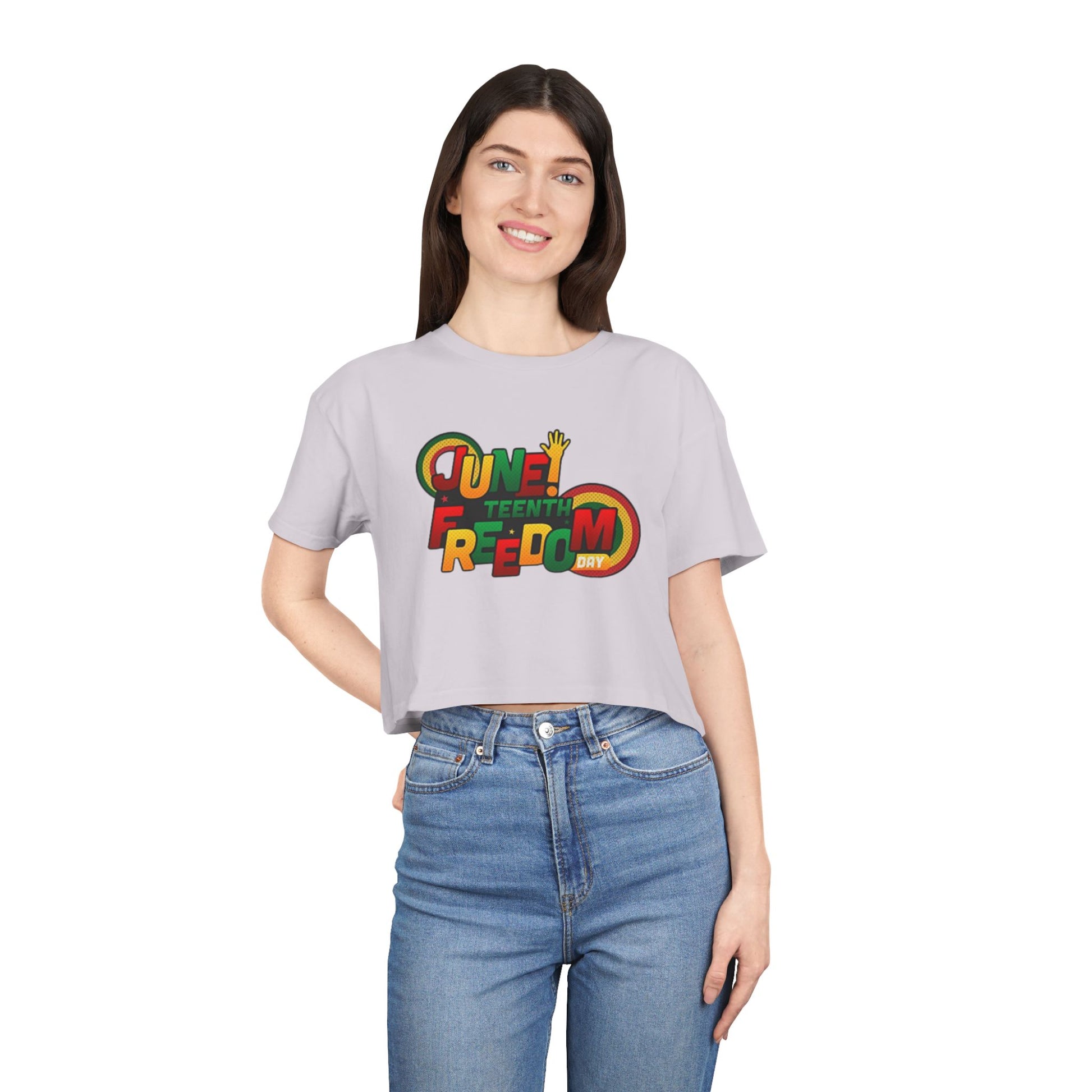 Juneteenth Freedom Women's Crop Tee, Celebratory Shirt, Black History Month Apparel, Festive Summer Wear, Social Justice Top - REGITJ FASHION 