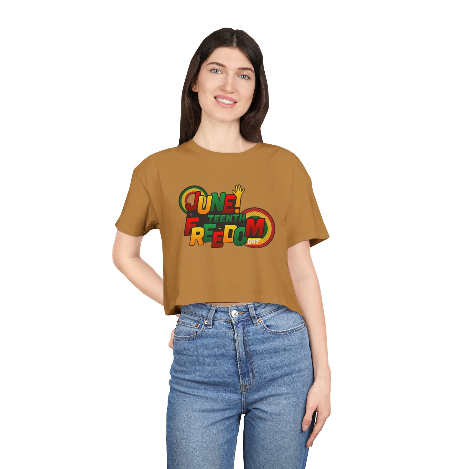Juneteenth Freedom Women's Crop Tee, Celebratory Shirt, Black History Month Apparel, Festive Summer Wear, Social Justice Top - REGITJ FASHION 