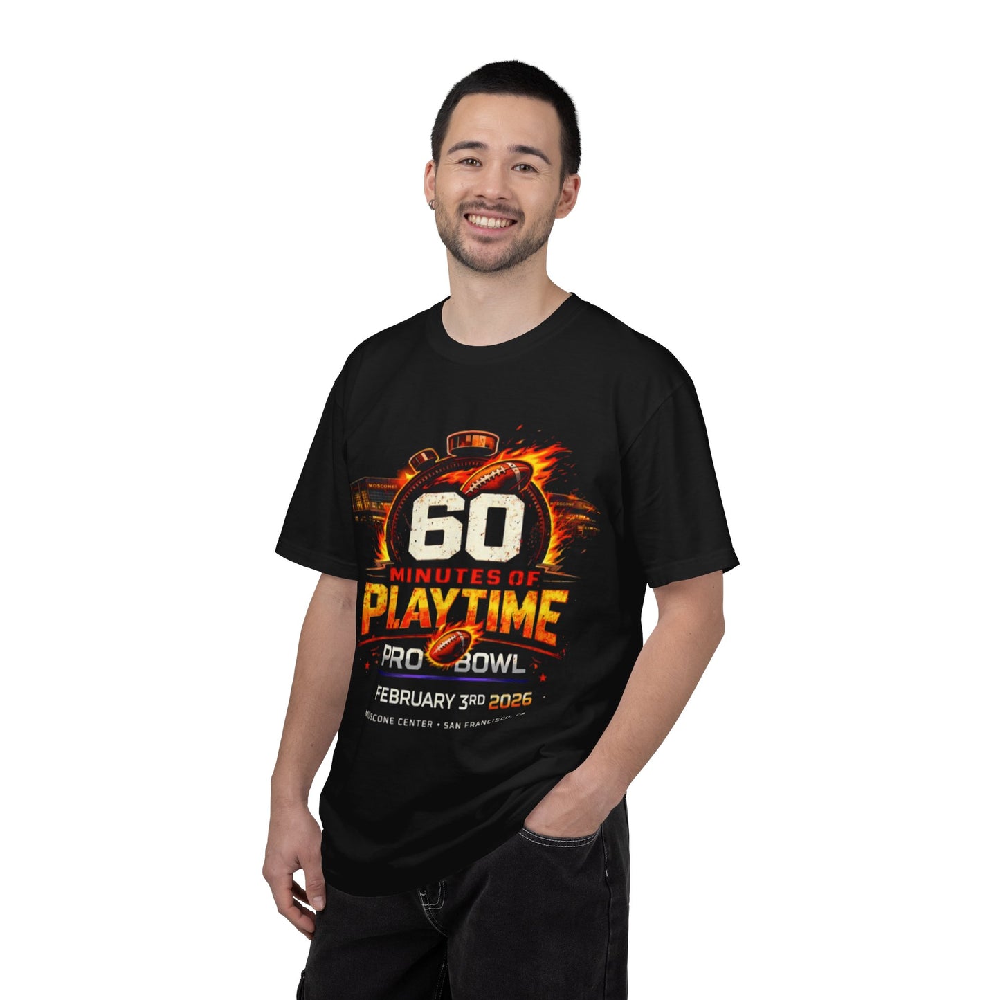 60 Minutes of Playtime Pro Bowl Graphic T-Shirt — February 3 Football Fan Tee