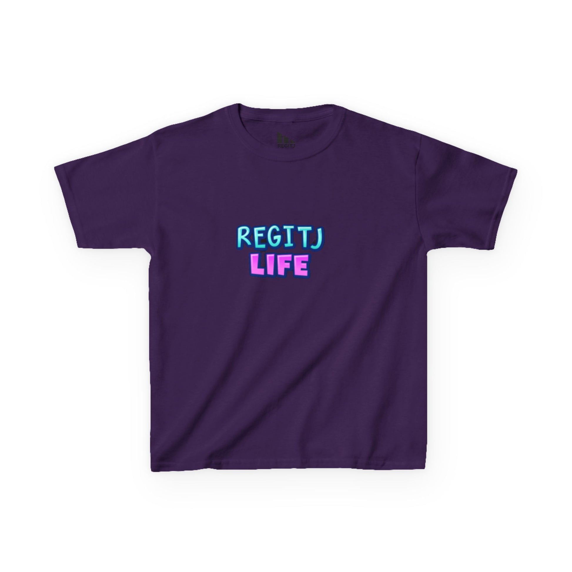 Kids Graphic Tee - Fun REGITJ LIFE Shirt, Casual Kids Wear, Birthday Gift, Unique Summer Apparel, Playdate Outfit Purple