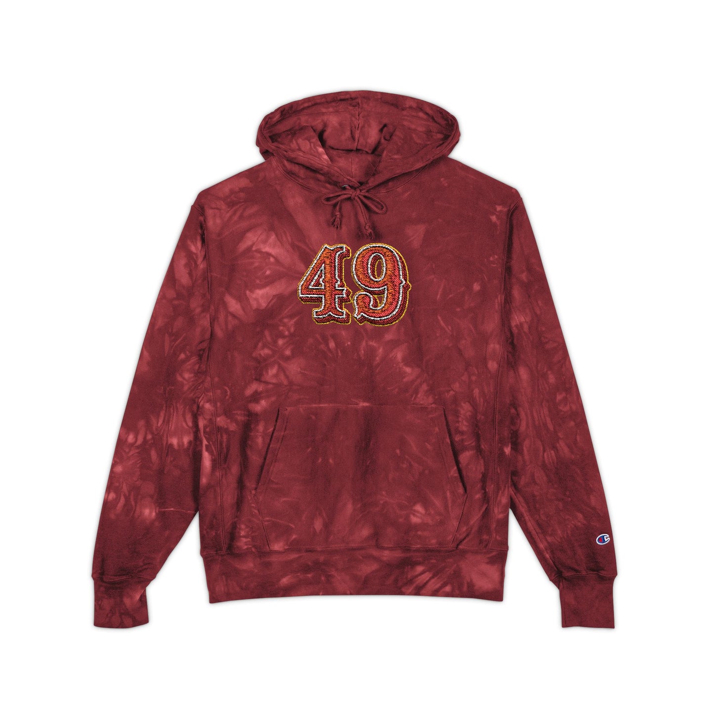 Tie-Dye Embroidered Hoodie — '49' Champion-Style Pullover - REGITJ FASHION 