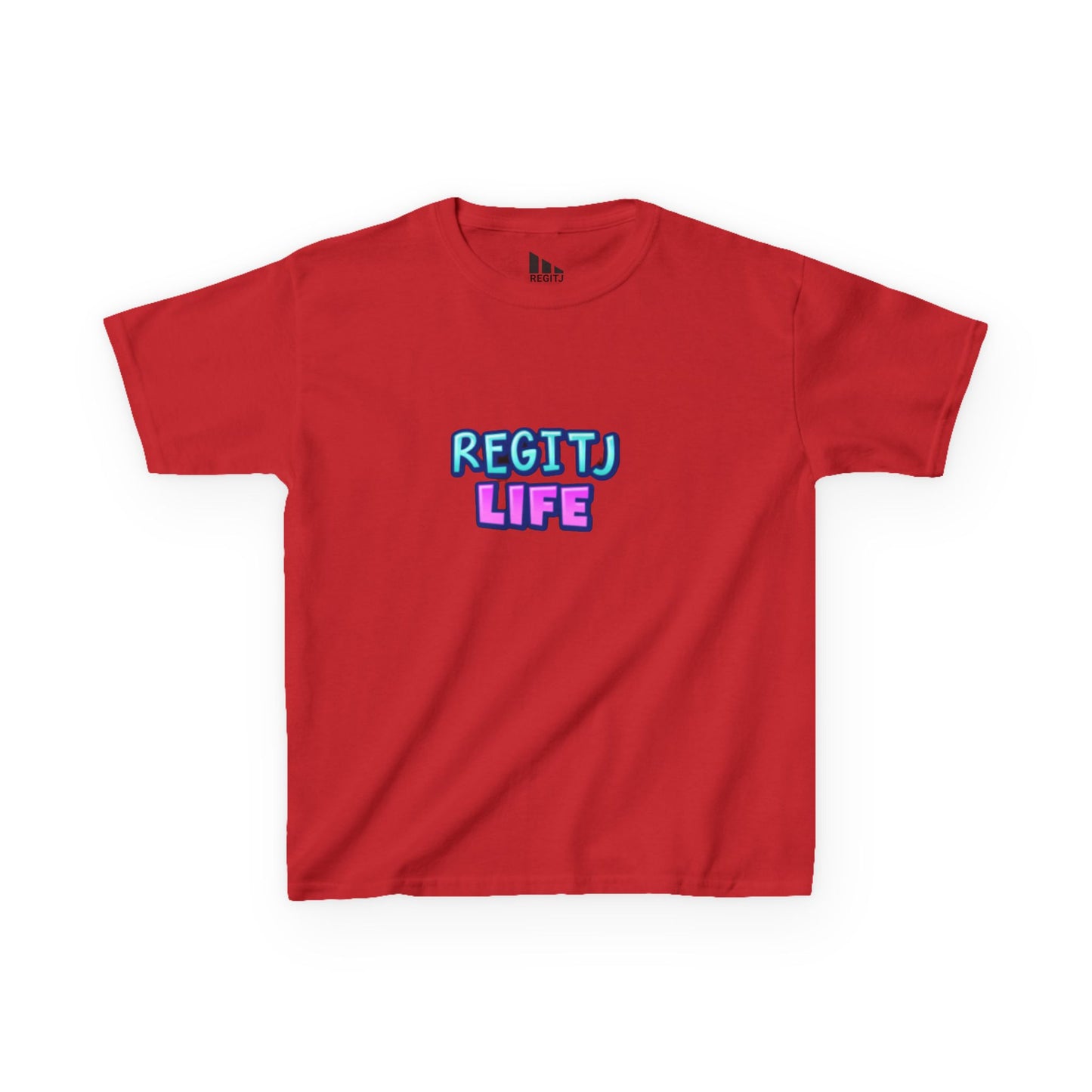 Kids Graphic Tee - Fun REGITJ LIFE Shirt, Casual Kids Wear, Birthday Gift, Unique Summer Apparel, Playdate Outfit Red