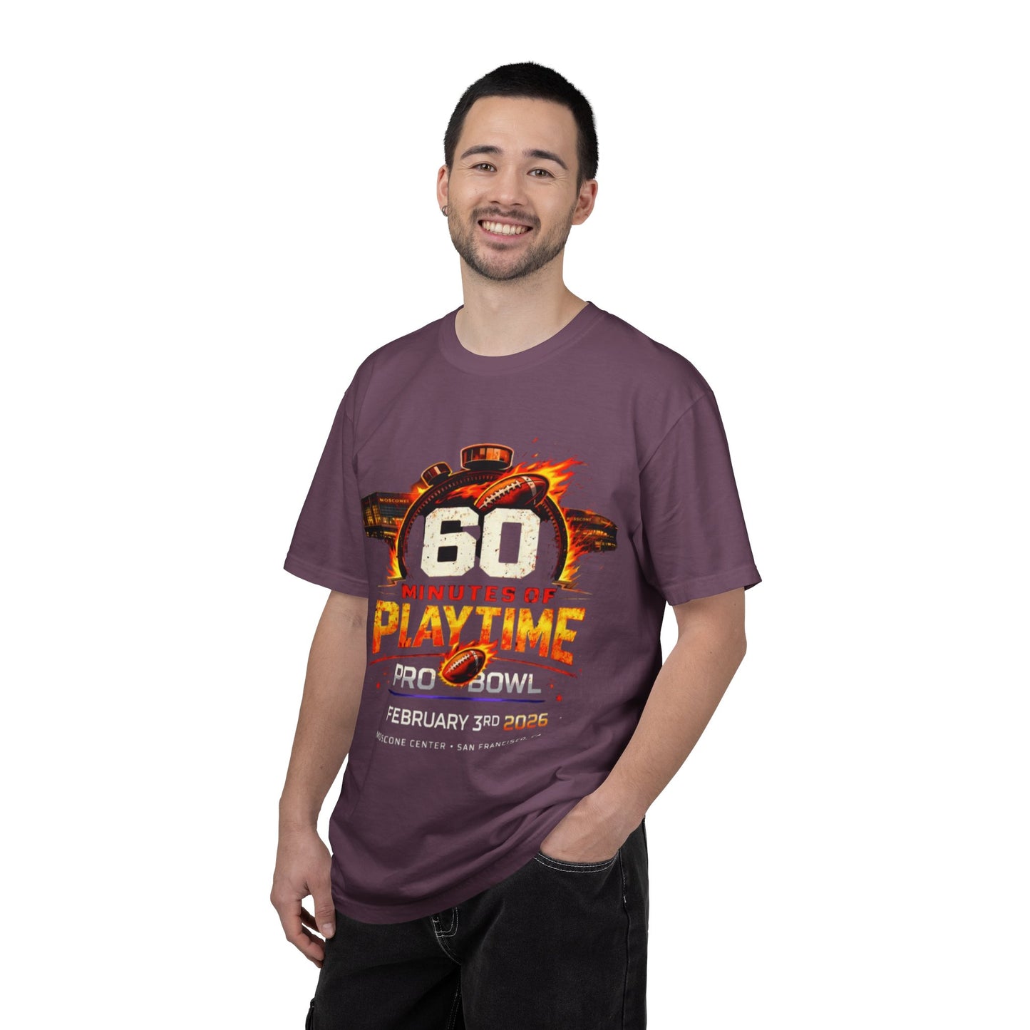 60 Minutes of Playtime Pro Bowl Graphic T-Shirt — February 3 Football Fan Tee