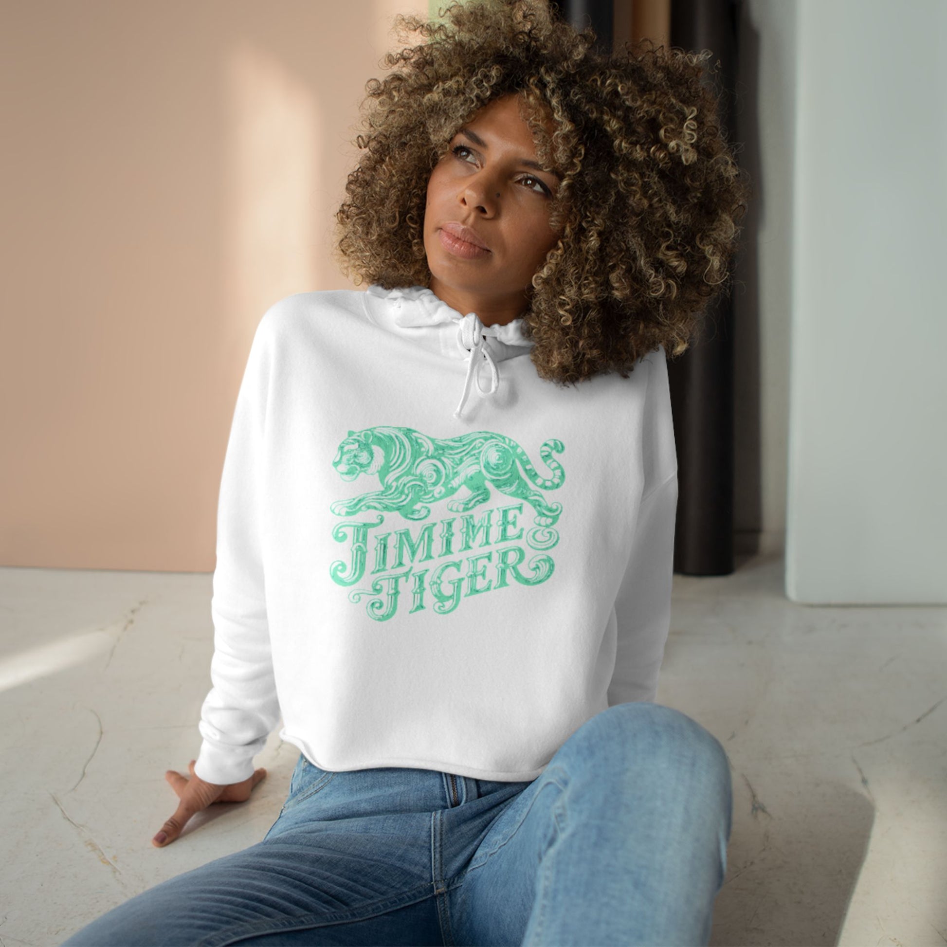 Mint Tiger Crop Hoodie - Trendy Streetwear, Perfect Gift, Casual Outfit, Unique Design, Summer Fashion - REGITJ FASHION 