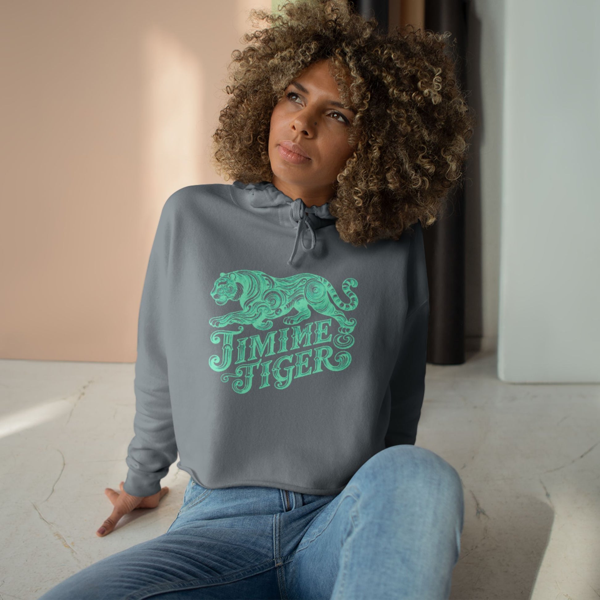 Mint Tiger Crop Hoodie - Trendy Streetwear, Perfect Gift, Casual Outfit, Unique Design, Summer Fashion - REGITJ FASHION 